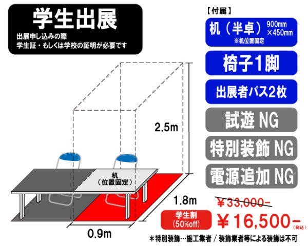 画像1: 学生出展（一般の方は出展できません）（0.9ｍ×1.8ｍ） (1)