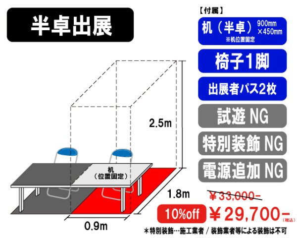 画像1: 【両日】半卓出展（0.9ｍ×1.8ｍ） (1)